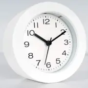3-Inches Round Wooden Alarm Clock with Arabic Numerals, Non-Ticking Silent