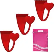 [LJJCSFF] 3 PCS C-String Thong Strapless Underwear Self Adhesive Panty Heart Shaped Panties Invisible Thongs for Women Red Size M