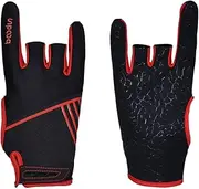 HEALLILY 1 Pair Professional Anti Skid Bowling Gloves Comfortable Bowling Accessories Semi Finger Sports Gloves Mittens for Bowling Size L/XL (Red)