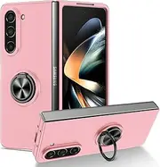 [YOUULAR] Folding Mobile Phone Case Compatible with Samsung Galaxy Z Fold 5 5G, [Support Car Holder] Skin Feel Oily Spray Paint Shockproof Protective Phone Cover for Samsung Z Fold5 Cases Pink