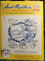 VTG Aunt Marthas Transfer 3632 Fruits Vegetables Dish Towels Embroidery Pattern