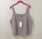 NewJoie Cable Knit Tank Top Pink Mauve Sleeveless Square Neck Womens Size XL