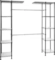 Amazon Basics Expandable Metal Hanging Storage Organizer Rack Wardrobe Black