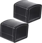 HOMSFOU PU Watch Box Elegant Jewelry Storage Case for Watches Jewelry Minimalist Design Black present for Men Women