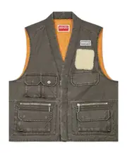 Kenzo Logo Patch Pocket-Detailed Vest S taupe