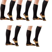 5 Pair Lg/XL Copper Compression Support Socks 20-30mmHg Graduated Men's Women's