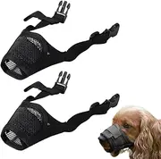 OUDQFCJ Pack of 2 Muzzles for Dogs, Adjustable Loop, Soft Muzzle Prevents Biting, Allows Panting, Drinking and Barking, Mesh Muzzle for Small, Large and Dogs (Black, Small)