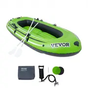 VEVOR Inflatable Boat, 4-Person Inflatable Fishing Boat, Strong PVC Portable Boat Raft Kayak, 1158mm Aluminum Oars, High-Output Pump, Fishing Rod Hold