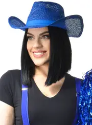 Western Blue Hessian Adults Cowboy Hat