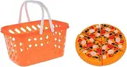 1 Set Pretend Play Grocery Shopping Basket with Simulation Pizza for Role Play and Developmental Games for Storage and Fun Activities