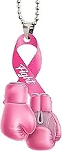 Breast Cancer Awareness Pink Fight Ribbon Survivor Girl Women 2D Flat Car Rear View Mirror Accessories Christmas Tree Ornament Decoration Hanging Charm Interior Rearview Pendant Decor Gift