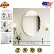 Sleek 20"x28" Oval Frameless Mirror - Modern Beveled Edge Design for Bathrooms