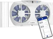 W09560 Bluetooth Enabled Twin 9-Inch Window Fan with Independent Electrically Re