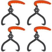 4 Piece Log Tongs with Comfortable PVC Handle Firewood Grabber Tool