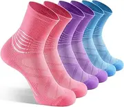 IRAMY Compression Ankle Support Crew Socks Men Women Coolmax Wicking Plantar Fasciitis Relief Running Hiking Socks 3 Pairs