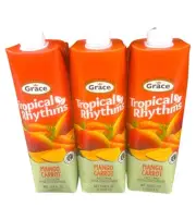 Mango Carrot Juice/Drink - Tropical Rhythms - GRACE - 33.8oz - 3 Cartons