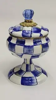 Mackenzie Childs Royal Check Enamel Curiosity Pot