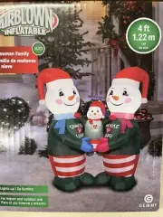 4" Snuggle So Hard Snowman Family Christmas Inflatable by Gemmy NIB Yard Decor