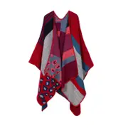 Nevenka Womens Winter Reversible Oversized Blanket Cape Shawl-Leopard Red
