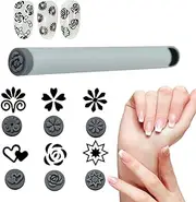 Rissunkv Nail Stamps for Manicure - Replaceable Reusable Instant Nail Stamp Stencils,Lightweight Manicure Supplies for Adults Beginners Enthusiasts Professionals