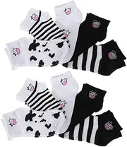 [COLLBATH] Ankle Socks for Women 2 Sets of Cow Pattern Cotton Socks Soft Breathable and Comfortable