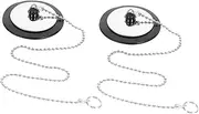 Long Chain Sink Stopper 2 Pack Rubber Water Stopper for Kitchen Sinks Sealing Plugs