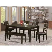 6 PC Dining set with bench-Dining Table with Leaf and 4 Dining ...