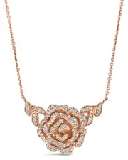 Le Vian Strawberry & Nude Rose 14K Rose Gold 1.01 ct. tw. Diamond Rose Adjustable Necklace