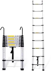 Telescopic Ladder with Detachable Hook, Aluminum Alloy Folding Extendable Extension Ladder, 330Lb Capacity, EN131 Certified Easy to Store and Easy to Carry (Size : 5.7m(18.8ft))