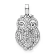 Sterling Silver Rhodium 0.2ct. Blk u0026 Wht Dia. Reversible Owl Pendant
