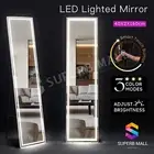 LED Lighted Full Length Floor Mirror Standing Hallway Bedroom Makeup Wall Mirror