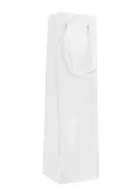 50 x Glossy Laminated Single Wine Bottle Gift Bags Rope Handles - White