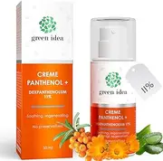 Green idea Panthenol Cream 11% | High Content of Dexpanthenol - Face Cream, Panthenol Wound and Healing Ointment | Aloe Vera, Calendula, Sea Buckthorn | After-Sun Care | Eczema Care 50 ml