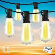 Outdoor String Lights, 30M100+10FT Festoon Lights with 50+2 Shatterproof ST38 Edison Bulbs, 2700K Warm Light Waterproof Outside FairyLights Connectable for Backyard, Porch, Garden, Camping, Party