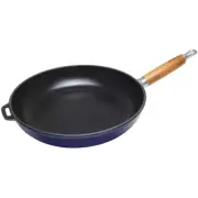 Chasseur 28cm Cast Iron Round Frypan Induction/Gas Frying Pan Cookware Blue