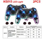 2PCS Bluetooth 2.4G Wireless Controller For Nintendo Switch Pro PC TV Box Smart Phone Tablet PS3 Tesla Shock Joystick Gamepad No Box 2PC NS015 LED