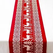 Christmas Table Runners, Christmas Tree Deer Table Runners Printed Linen Xmas Table Linens for Christmas Table Decoration Home Party Tablecover Decor(28 * 270cm)
