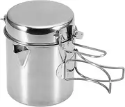 1L Stainl Steel Cooking Kettle Portable Camping Backpacking Pot with Foldable Handle