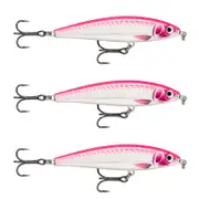 3x Rapala 10cm X Rap Magnum Prey Lipless Hard Body Fish Lures - Hot Pink UV