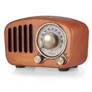 Nevenka Vintage Radio Bluetooth Speaker with Strong Bass Bluetooth 4.2 Wireless Connection-Cherry Wooden