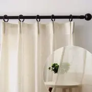 102 Inch Long Curtains Sheer Linen Curtains 2 Panels Natural Linen Textured P...