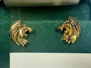 VTG Rick Cameron Lion Head Cufflinks Vermeil 925 Silver-Gilt 24k Gold Wildlife