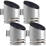 4 Pack Solar Wall Lights, Stainless Steel Cover Outdoor Wall Sconce Lights, C...