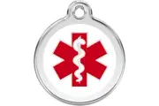 Red Dingo Dog Cat ID Tag Charm Personalized Lifetime Guarantee Medical Symbol