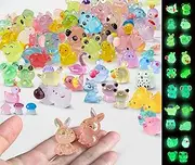 SparkleFab Luminous Mini Resin Animals 100 Pcs Tiny Animals Glow in The Dark Garden Miniatures Fairy Garden Accessories