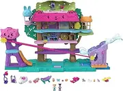 Polly Pocket HJJ98 Pollyville Animal Party Tree House, 5 Floors, Over 15+ Play Pieces: 2 Dolls, Vehicle, 4 Animals and More, Toy Gift for Children from 4 Years