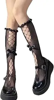 [AOEVUIR] 1 Pair Women's Mesh Knee Socks Nylon Net Socks Hollowed Women Fishnet Stockings