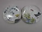 Fringe Studio Decorative Butterfly Bird Floral 8" Dessert / Salad Plate Set of 2