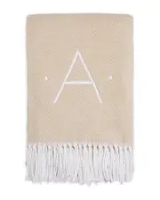 Matouk Pezzo Monogrammed Fringe Throw Blanket