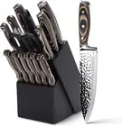 Knife Set,15 Pieces Kitchen Knife Set with Wooden Block,High Carbon Japanese Sta